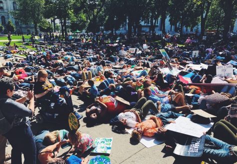 Young people lie down in protest at Climate Strike Rally in New York City, September 20, 2019.